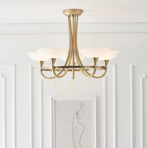 Lampa sufitowa Endon Cagney CAGNEY-5AB, 5 × G9, antyczny mosiądz i białe szkło small 4