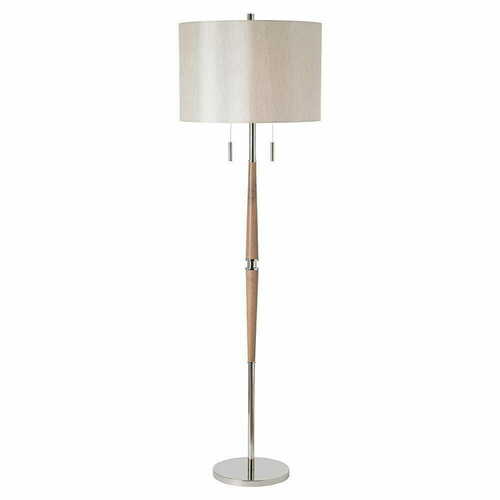 Sprawdź Lampa podłogowa Endon Altesse drewniana beżowo-chromowana 2xE27