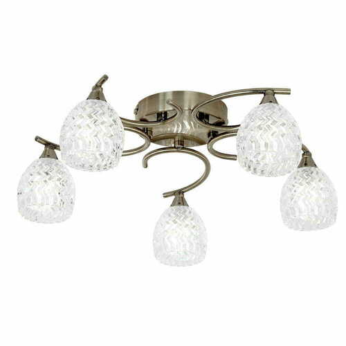Sprawdź Lampa sufitowa Endon Boyer 5-ramienna mosiężna szklana plafon 41 cm