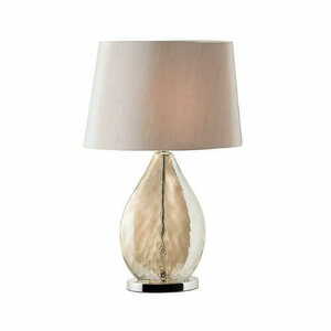 Lampa stołowa Endon Kew – złociste szkło, brązowobeżowy abażur, E27, 58,5 cm small 0
