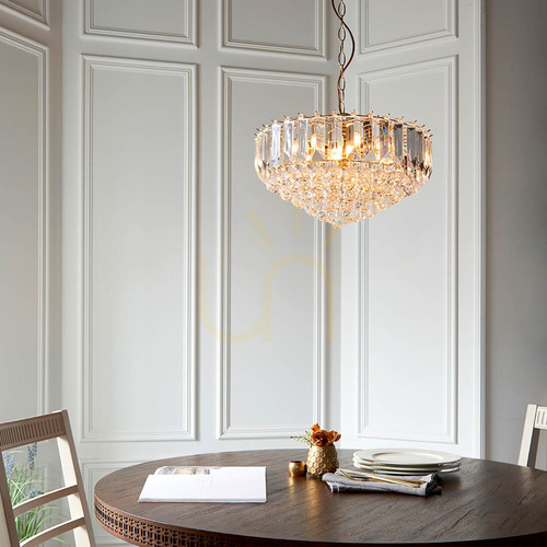 Sprawdź Lampa wisząca Endon Fargo 6 × E14, mosiężna, 46 cm