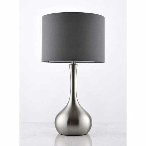 Sprawdź Lampa stojąca Endon Piccadilly szara stalowa tkanina E14 42 cm