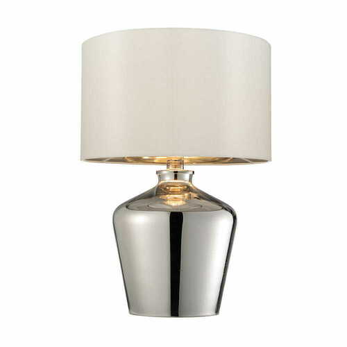 Sprawdź Lampa stojąca Endon Waldorf biała chrom szkło tkanina 47 cm