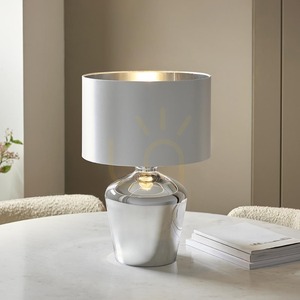 Lampa stołowa Endon Waldorf 61198 – chrom, abażur w kolorze kości słoniowej, 47 cm small 4