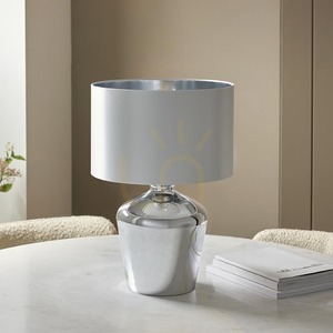 Lampa stołowa Endon Waldorf 61198 – chrom, abażur w kolorze kości słoniowej, 47 cm small 5