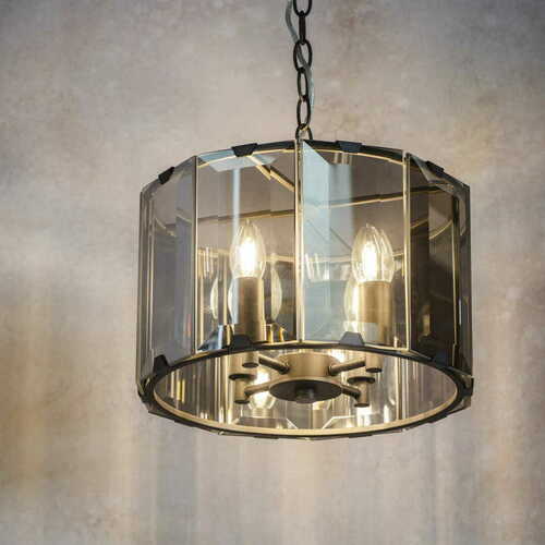Sprawdź Lampa wisząca Endon Clooney 4xE14 szara dymiona szklana 35 cm