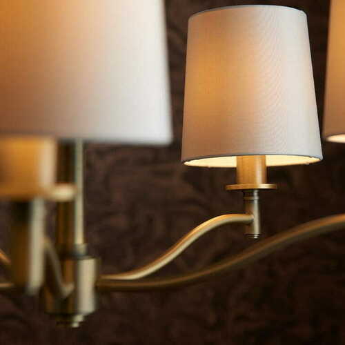 Sprawdź Lampa wisząca Endon Ortona 5xE14 mosiężna biała stal tkanina