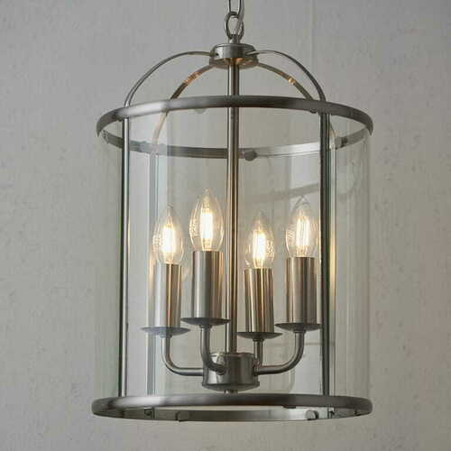 Sprawdź Lampa wisząca Endon Lambeth nikiel szkło 4xE14 30 cm