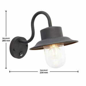 Kinkiet Endon Chesham PIR czarny stal szkło IP44 czujnik ruchu E27 small 2