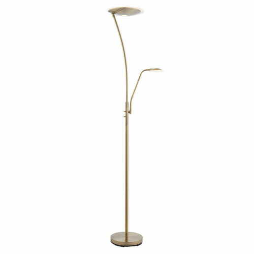 Sprawdź Lampa podłogowa Endon ALASSIO „matka z dzieckiem" 73080, mosiądz antyczny, 180 cm, LED 18 W + 6 W, 1530 lm 3000K, 2 włączniki