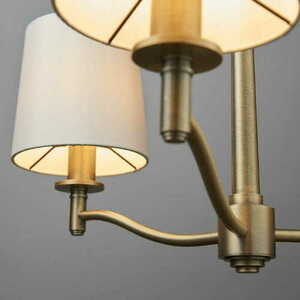 Lampa wisząca Endon Ortona 3xE14 mosiężna biała tkanina small 2
