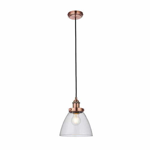 Sprawdź Lampa wisząca Endon Hansen miedziana szklana loft E27 22,5 cm