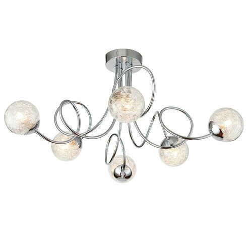 Sprawdź Plafon Endon Auria 76349 chrom, 6 x G9, bezbarwne szkło i koralikowy drut, Ø71 cm, ściemnialny