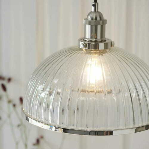 Sprawdź Lampa wisząca Endon Hansen nikiel szkło transparentne 1x E27 30,2 cm