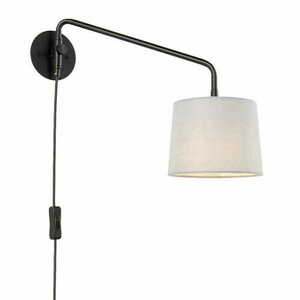 Kinkiet Endon Carlson szary czarny stal tkanina E14 1x40W small 0