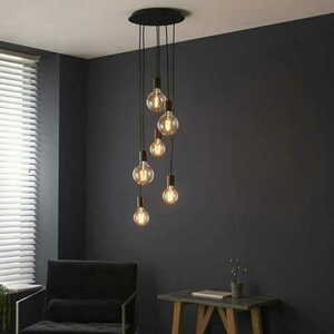 Lampa wisząca Studio Endon czarna stal 6xE27 34 cm 81535 small 3