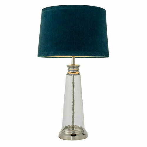 Sprawdź Lampa stojąca Endon Winslet srebrna teal szkło tkanina E27 61 cm