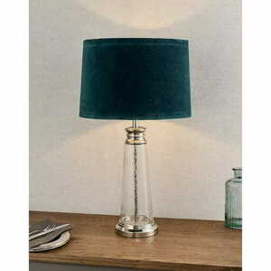 Lampa stołowa Endon Winslet 90545, szkło i nikiel, abażur morski, E27, 61 cm small 2