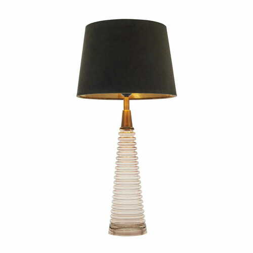Sprawdź Lampa stojąca Endon Naia brązowa z tkaniny i szkła E27 65 cm