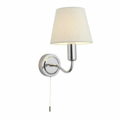 Sprawdź Kinkiet łazienkowy CONWAY chrom z kremowym abażurem IP44 Endon 93851