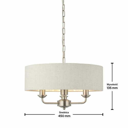 Sprawdź Lampa wisząca Endon Highclere 3xE14 beżowa chrom tkanina