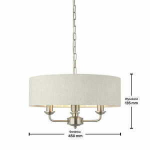 Lampa wisząca Endon Highclere 94361 3xE14 len naturalny/chrom Ø45 cm small 1