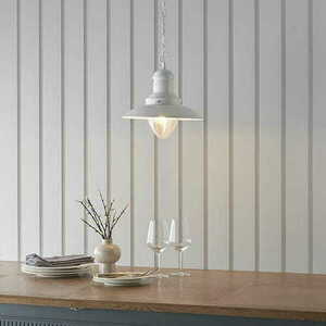 Lampa wisząca Endon Polperro biała/beżowa szkło stal vintage 33 cm small 1