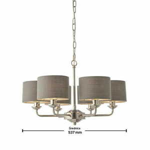 Lampa wisząca Endon Highclere 6xE14 szaro-niklowa tkanina stożkowa small 1