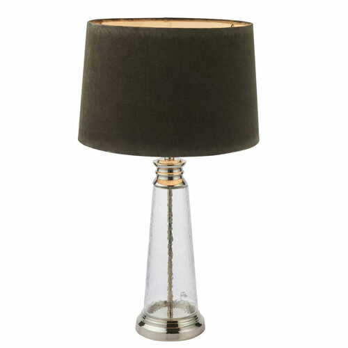 Sprawdź Lampa stojąca Endon Winslet szara szkło tkanina nikiel E27 61 cm 95463