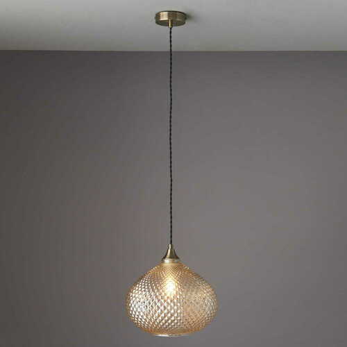 Sprawdź Lampa wisząca Endon Livia mosiężna szklana E27 1 punkt światła 28,5 cm