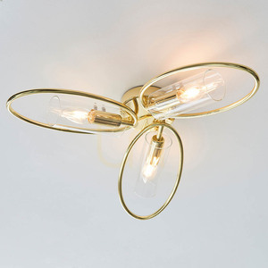 Lampa sufitowa Endon Amari 3xE14 mosiężna ze szkła transparentnego small 1
