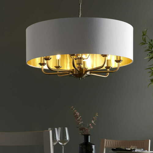 Sprawdź Lampa wisząca Endon Highclere 98938 mosiądz vintage white 8xE14 70 cm