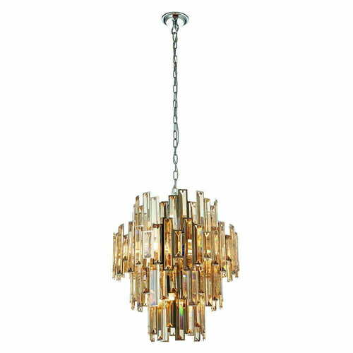 Sprawdź Lampa wisząca Endon Viviana chrom złota kryształowa 12xE14 56 cm