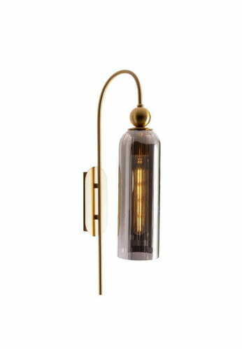 Sprawdź Kinkiet Max Light Campanila W0333 mosiądz dymione szkło E27