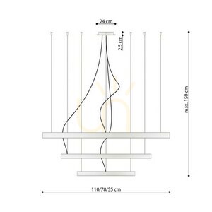 Żyrandol RIO 3 55/78/110 złoty LED 3000K  - THORO small 3