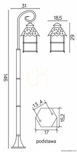 Latarnia ogrodowa stojąca SU-MA CADIZ czarna patynowana K 5002/1/Z small 5