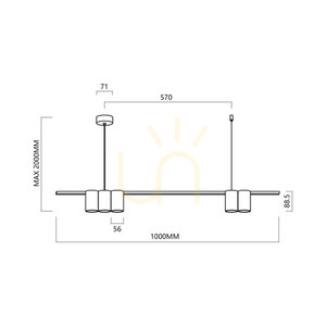 Lampa wisząca listwa GENESIS BLACK GOLD 100 cm 5xGU10 small 4