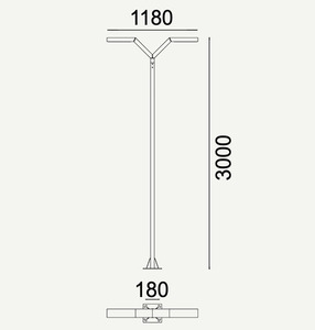 Słup oświetleniowy LED Norlys Trysil 1012BL czarny, dwuramienny, 300 cm, 34W 3000K IP65 small 2