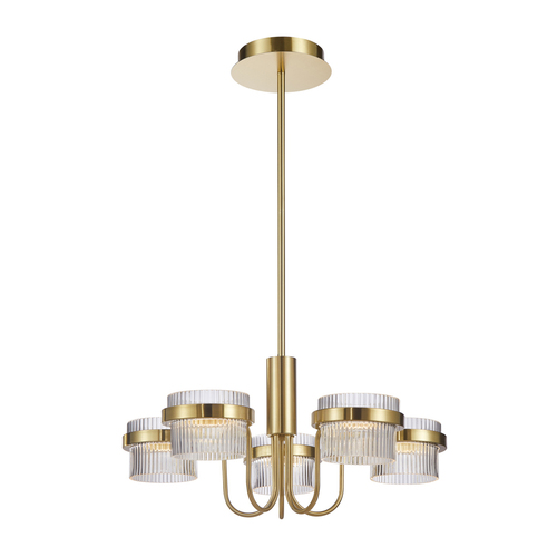 Sprawdź Lampa Wisząca Italux Tiara LED 5-Punktowa Złota Szklana PND-77362-5-40W-GD
