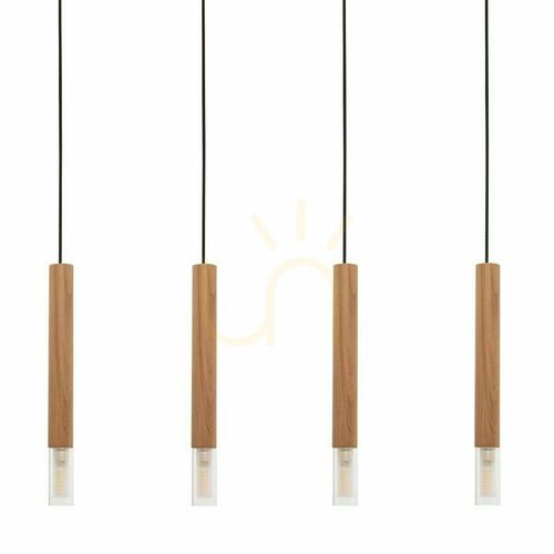 Sprawdź Lampa wisząca Zuma Line MADERA 8620403, drewniana listwa 75 cm, 4 × G9