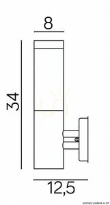 Kinkiet zewnętrzny SU-MA Inox kwadratowy srebrny 34 cm SS802-A small 2