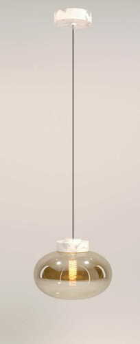 Sprawdź Lampa wisząca Max Light Moonstone P0518 bursztynowe szkło biały marmur 45 cm