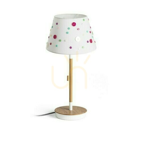Sprawdź Lampa Stołowa Keith/Delisa Z Usb Biała Guziki/Buk 230 V Led E27 7 W
