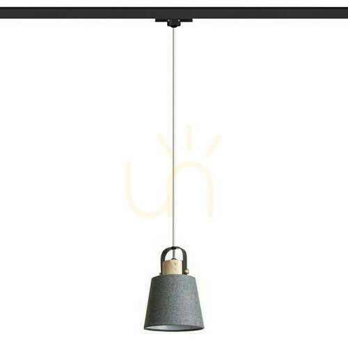 Sprawdź Lampa Wisząca Choupette Do Szyny 3 Faz. Szaroczarna Textil/Drewno 230 V E27 15 W