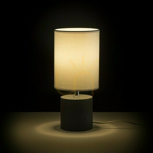 Sprawdź Lampa Stołowa Camino Z Abażurem Biała Cement 230 V E27 28 W