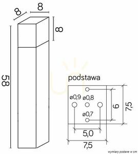 Lampa ogrodowa stojąca SU-MA CUBE 58 cm czarna CB-580 BL small 3