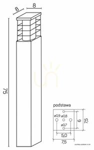 Słupek ogrodowy SU-MA RADO II 1 DG ciemny popiel 75 cm small 4