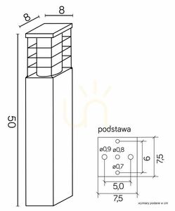 Latarnia ogrodowa stojąca SU-MA RADO II 2 DG ciemny popiel 50 cm small 4