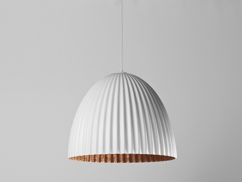 Sprawdź Lampa wisząca PLISSART L - biały/miedź