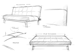 Sofa MODES 2 os. rozkł. - śliwkowy(1309), czarny small 6